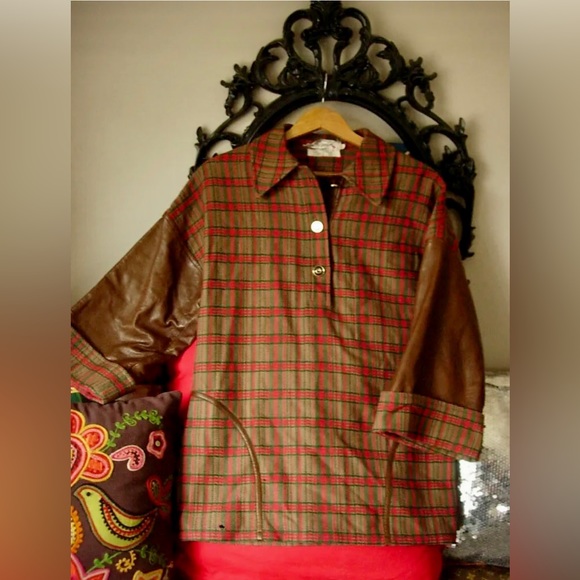 RARE Vintage GUCCI Heritage Tartan Plaid Leather Pullover Retro Mod 1960's GG Sm - Picture 11 of 13